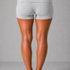 Gray shorts worn by a person on a gray background